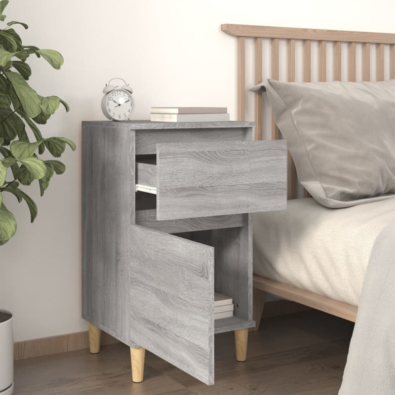 Giesen 40 cm W Bedside Table, Grey, Individual