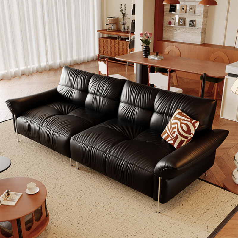 Mid-Century Black Cloud-Shaped Sofa