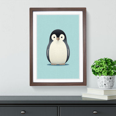 Penguin Minimalism No.3 - Single Picture Frame Print on Wood