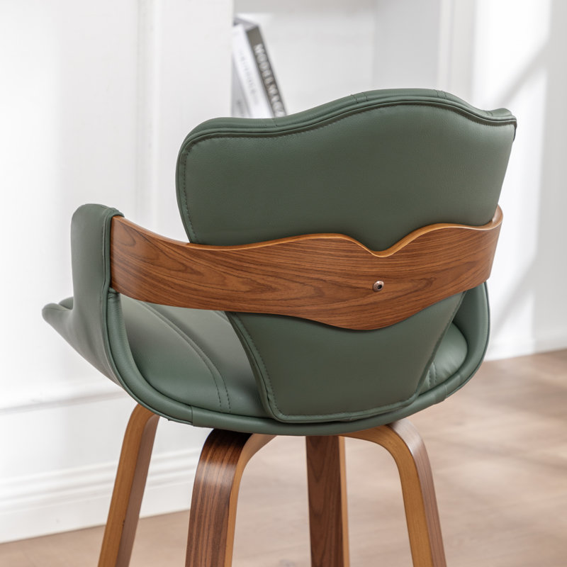 Tabouret de bar pivotant à 360 ° Hocking avec structure en bois, Tabouret de comptoir (siège d'une hauteur de 25 p, Vert
