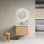 Meuble-lavabo mural 28 po avec lavabo en céramique blanche et garniture de porte à 1 fermeture en douceur, contreplaqué