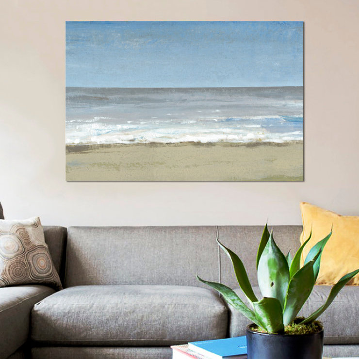 « beach marching day ii », reproduction sur toile, H 26 po x l 40 po x P 1,5 po, Toile tendue, Pas de tapis