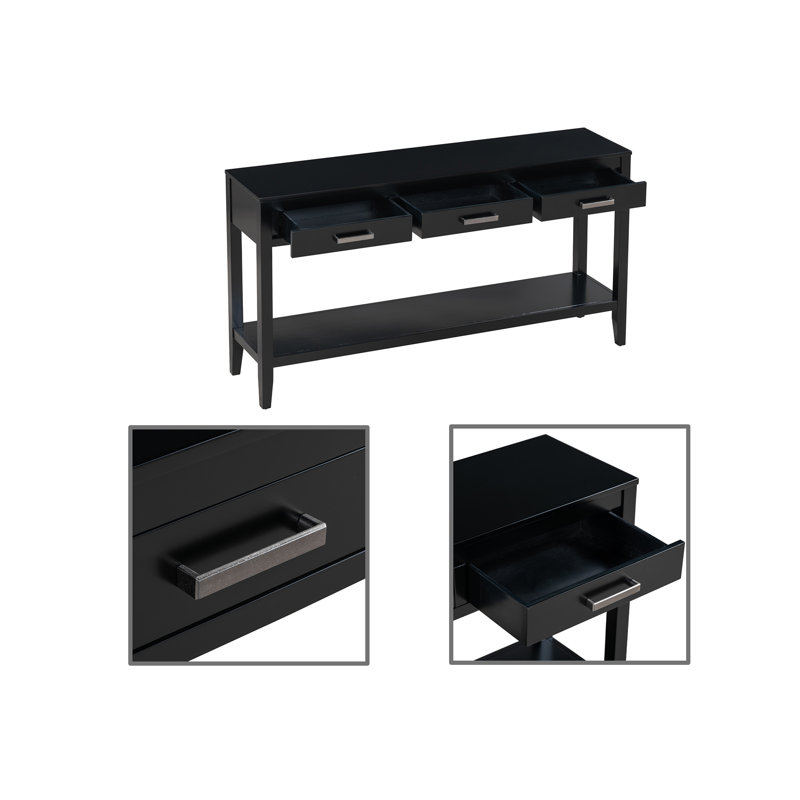 3-drawer Console Table, Black