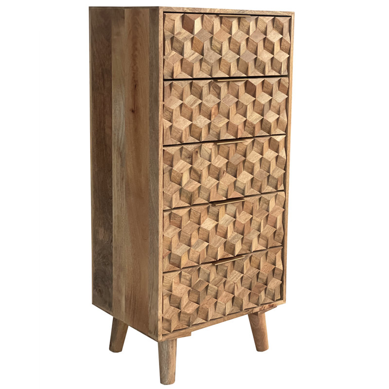 Covina Solid Wood 55cm W 5 - Drawer Chest of Drawers