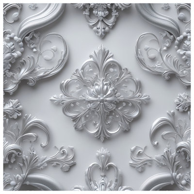 Ornate Silver Embellishments Bath Mat
