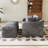 43.9" W Modern Accent Chair, Upholstered Single Sofa Chair With Pillows And Ottoman Bench-1974933730