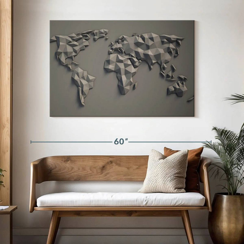 Carte du monde en relief Aliaz, H 32 po x l 48 po