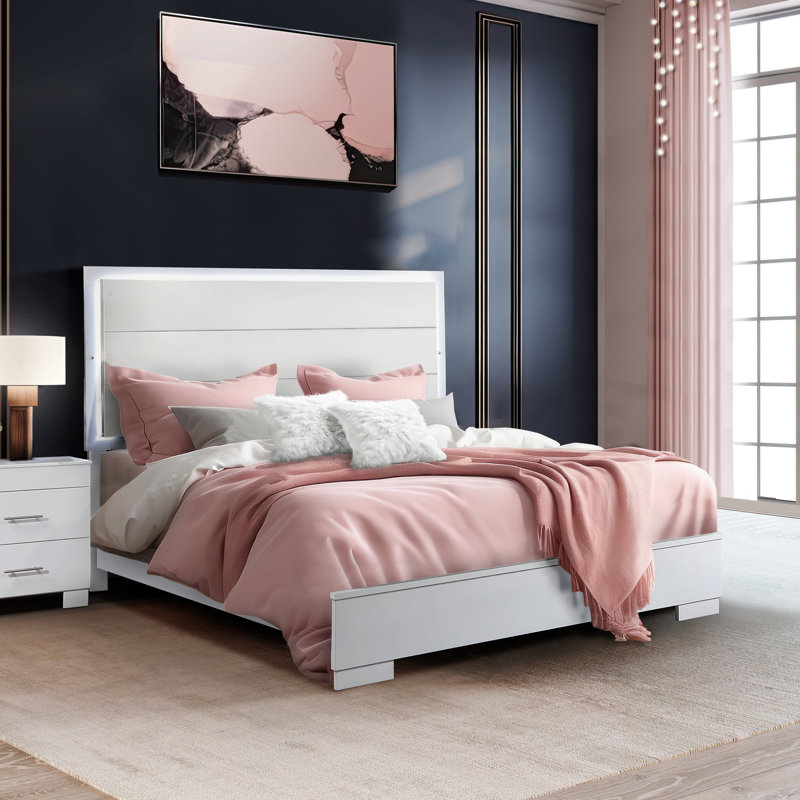Anglina Led Lighted Bed, Queen, White