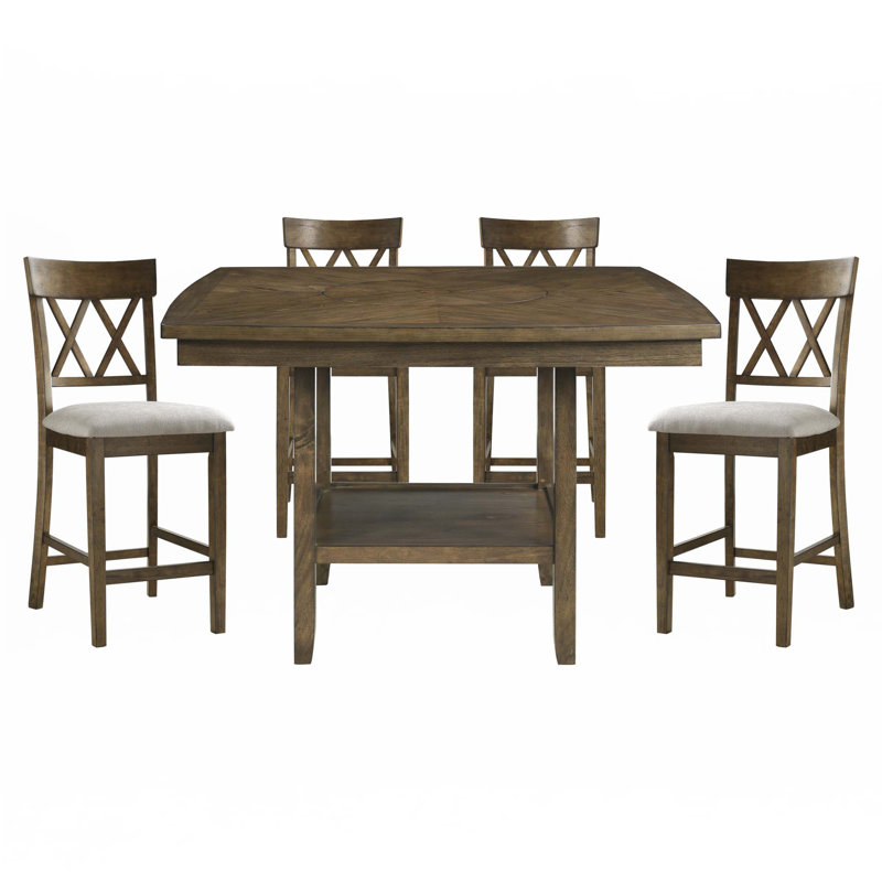 Ensemble de 5 tables à hauteur de comptoir avec tablette inférieure Lazy Susan