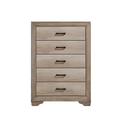 Commode de chambre à coucher naturelle 1 pièce avec 5 tiroirs et quincaillerie de chambre à coucher au design contemporain
