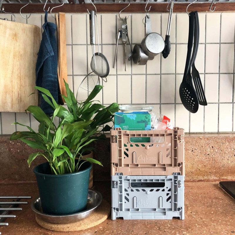Foldable Plastic Crate, Collapsible Storage Bin to Organize Your Rooms, Collapsible Utility Crate, Milk Tea