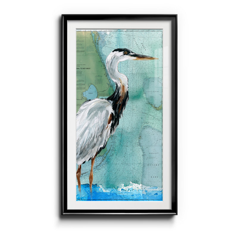 Key West Crane - impression sur impression, H 14,5 po x l 26,5 po x P 1,5 po, Noir