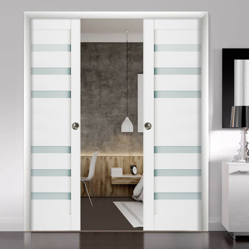 Portes blanches en verre givré Quadro, 48 po x 84 po