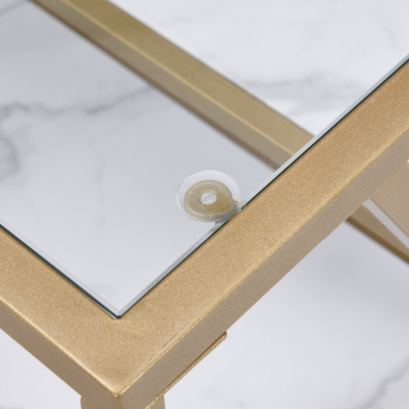 Trilbi Glass Top End Table, Golden