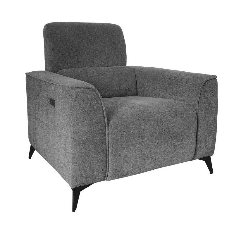 Jastin 39.5"W Dark Gray Upholstered Modern Power Recliner with Adjustable Footrest, Dark Gray