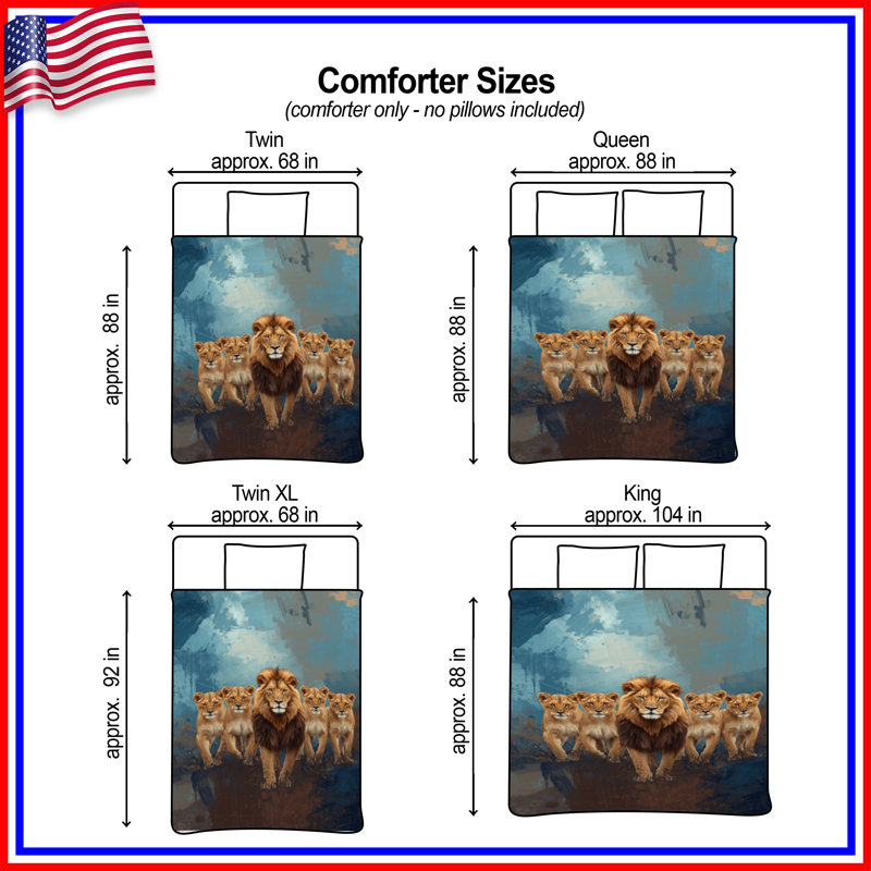 Lion With Cub Group Comforter, Twin