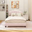 Lit simple tapissier en forme de fleur, tête de lit élégante avec bande lumineuse à DEL, lit plateforme en tissu sherpa avec support à lattes en bois, blanc-153687624-153687629