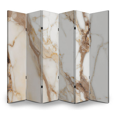 Paravent 6 panneaux à cloison pliable Royal Luxurious White Beige