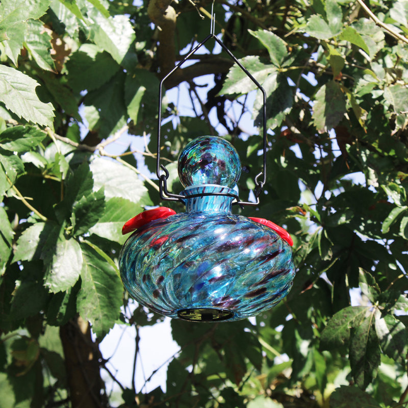 Mangeoire à colibri décanteur Echo Valley 3504a Lunalite - aigue-marine, Bleu / rouge / transparent