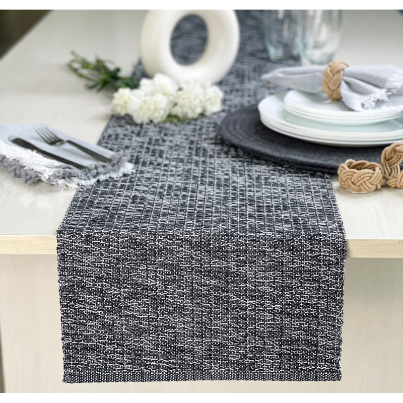 Chemin de table Honeycomb, Noir / gris