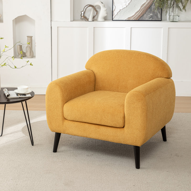 Bratchell Upholstered Accent Chair with Round Arm, Yellow Polyester