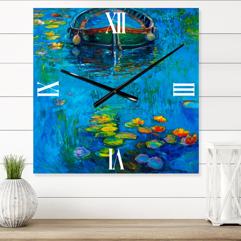Bateau dans un lac - horloge murale nautique et côtière, Très grand