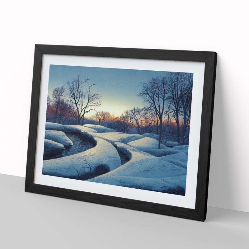 A Fanciful Winter Forest - Single Picture Frame Print, Black Framed, 46cm H x 64cm W x 2cm D