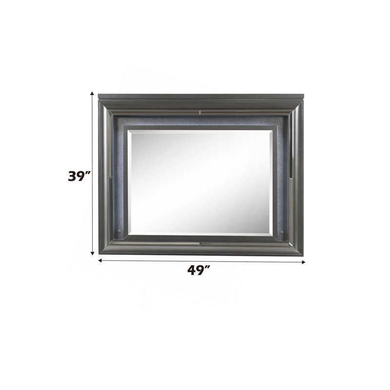 Miroir à finition gris métallique avec DEL