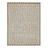 Rug & Kilim’S Scandinavian Rug With Beige-Brown And Blue Geometric Patterns