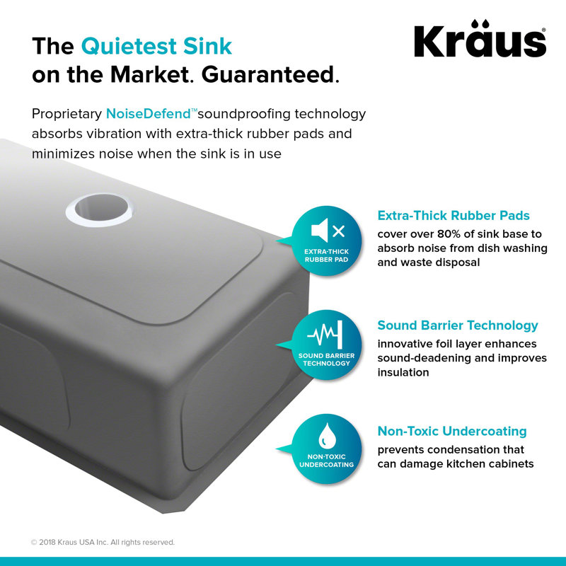 KRAUS Standart Pro Undermount 16 Gauge Stainless Steel Bar Kitchen Sink, 10" H x 17" W x 17" L, Single Bowl