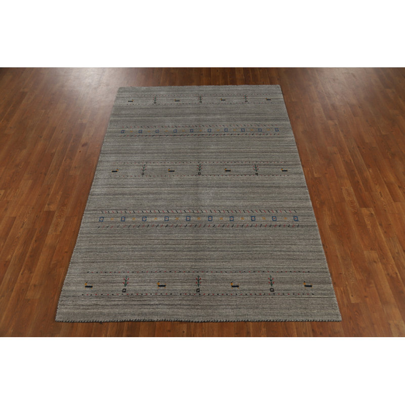 Tapis indien en laine fait à la main de style Gabbeh 5 x 8