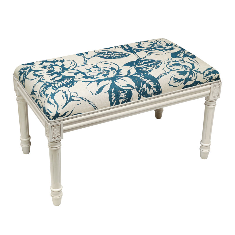 Georgeanna Linen Blend Upholstered Bench, Navy