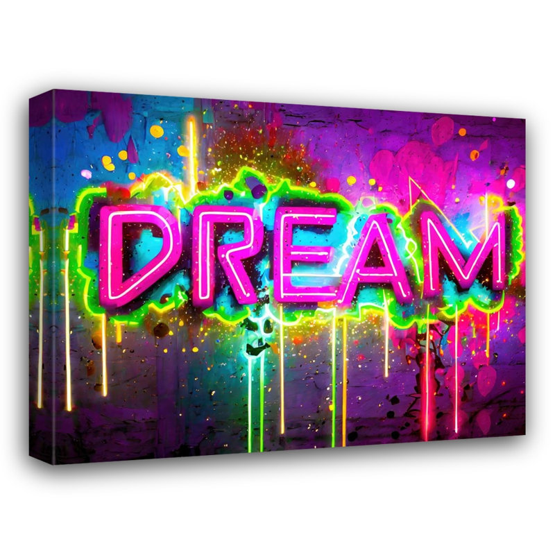 «Neon Graffiti Dream 24» par Stephen Chambers, reproduction sur toile tendue, H 15 po x l 18 po x P 1,5 po