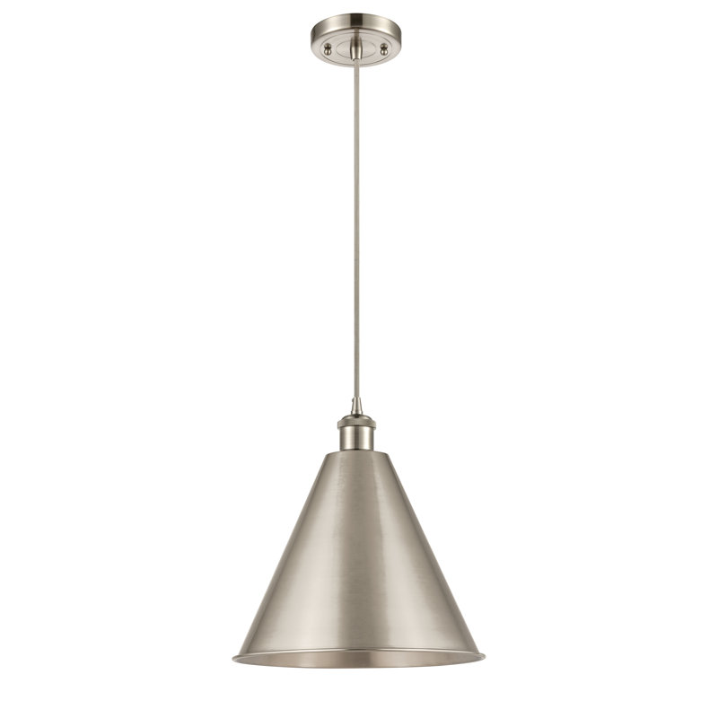 1 - Light Single Drop Pendant Pendant, 18.75" H x 16" W x 16" D, Brushed Satin Nickel, Brushed Satin Nickel