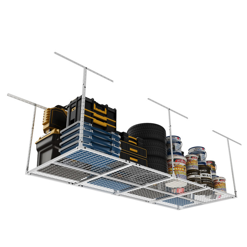 3 x 8FT Overhead Garage Storage Rack, Adjustable Ceiling Storage Racks, Garage Shelving Heavy Duty Storage Organizer System,600lbs Weight Capacity