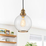 Luminaire suspendu sphère en verre transparent 1 lumière