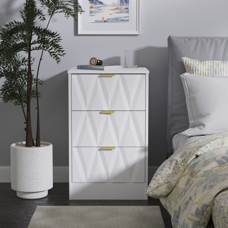 Las Vegas 45cm W Manufactured Wood Bedside Table, White Matt