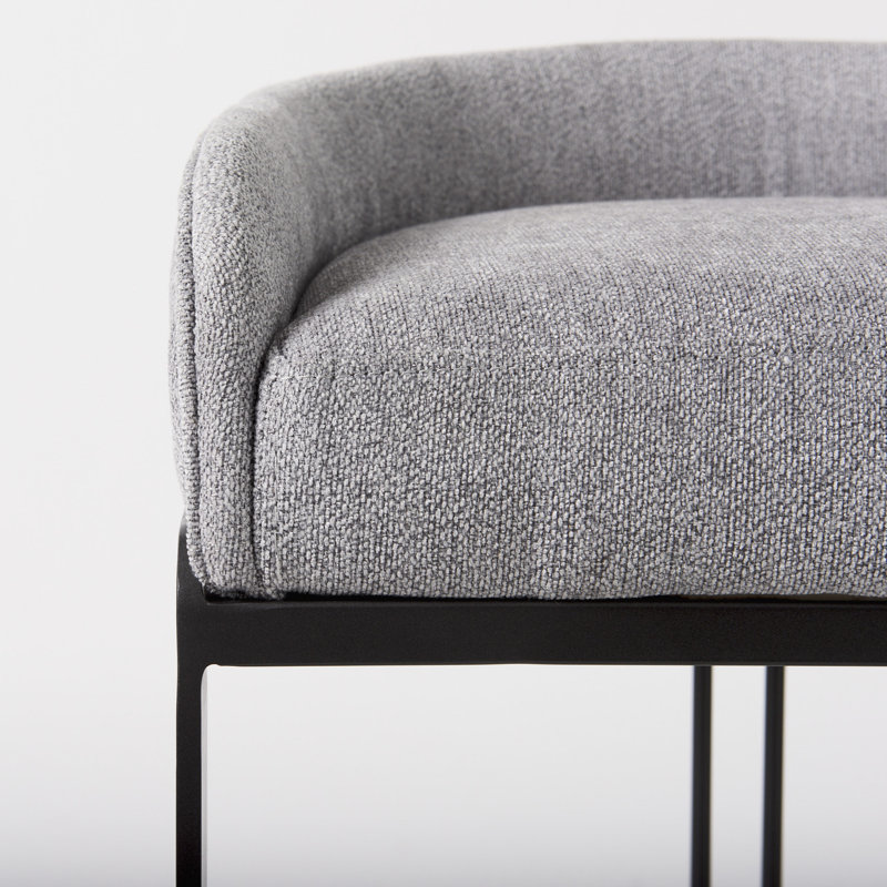Tabouret de bar et de comptoir Bradley, Tissu performance gris clair, Tabouret de bar (siège d'une hauteur de 28,75 po), Noir