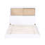 Lit simple avec tête de lit bibliothèque - mobilier de style Mid-Century blanc et espace de rangement naturel-945542953