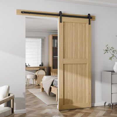 Ensemble de quincaillerie de porte de grange coulissante 6 pi pour porte simple - ...