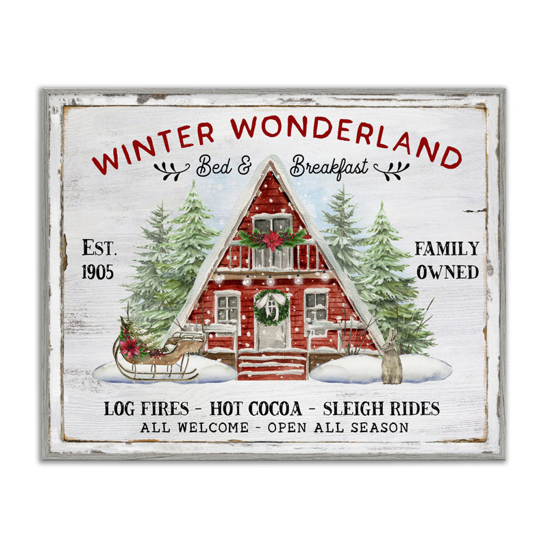 Art mural sur toile Wonderland Christmas Cabin par Creatif Belle, Estampe numérique Farmhouse, H 16 po x l 20 po