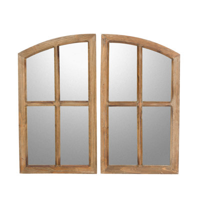 Jolene Arch Wood Window Pane Farmhouse Mirror Set