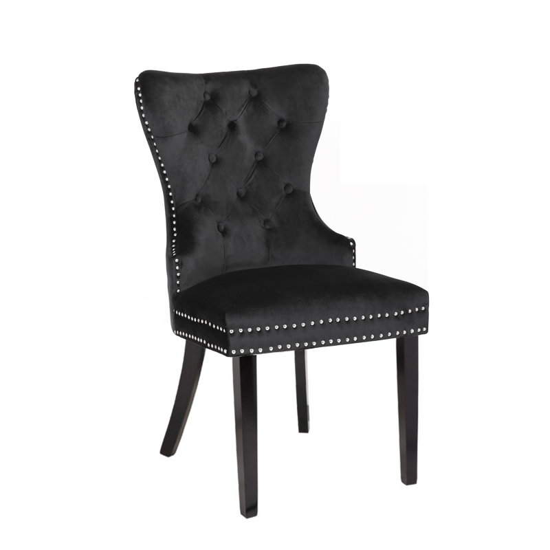 Chaise parsons rembourrée en velours Kamryn, Noir