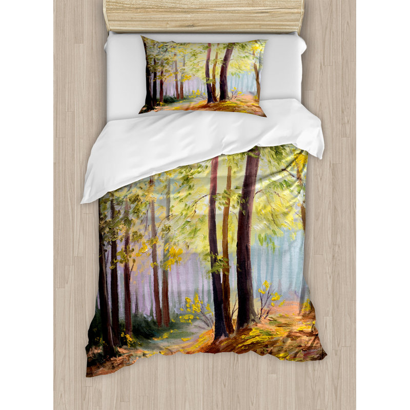 Rustic Polyester Floral Duvet Cover, Twin Duvet Cover + 1 Shams