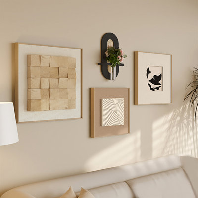 Mid-Century Modern Canvas Rectangular 4 Pieces Wall art set for Living Room