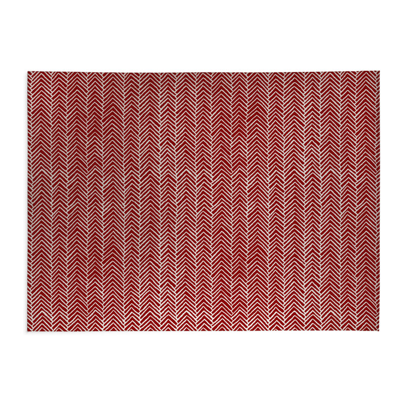 Chevron Block Low Profile Kitchen Mat, Rectangle 3' x 5', Cranberry Red