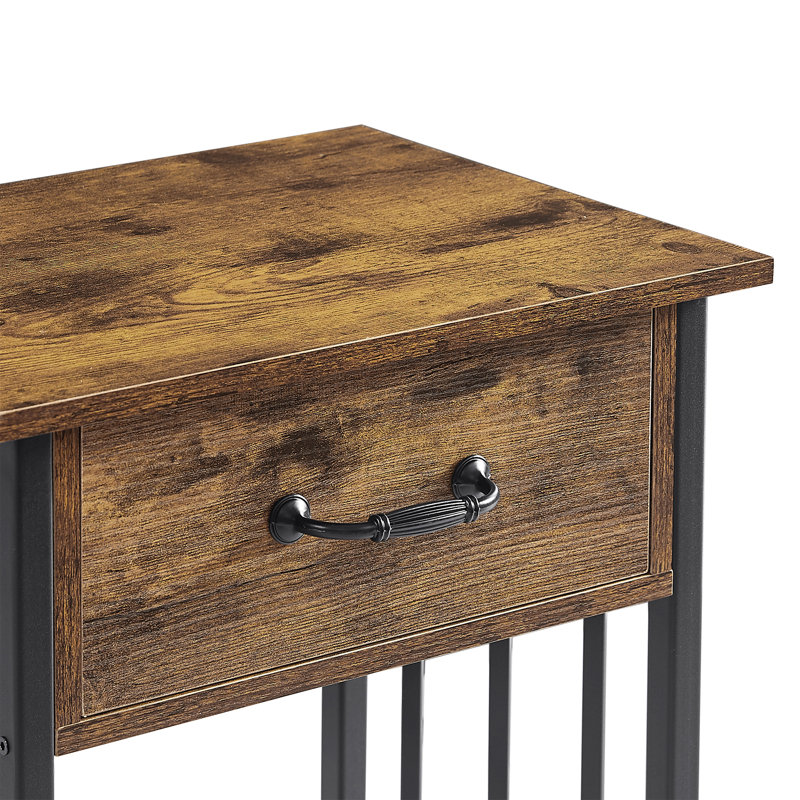 Kempst 15.7'' W Nightstand, Black/Antique Brown, Set of 2