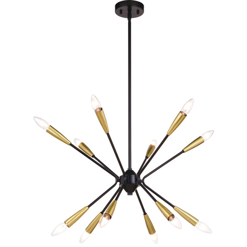 Luminaire suspendu Mid-Century Ellis 12L noir et laiton Ellis