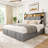 Upholstered Bed Frame With Headboard And Led Lights, Storage Bed With 4  Drawers And Open Shelves, Led Bed With Charging Station-756121795-756121853