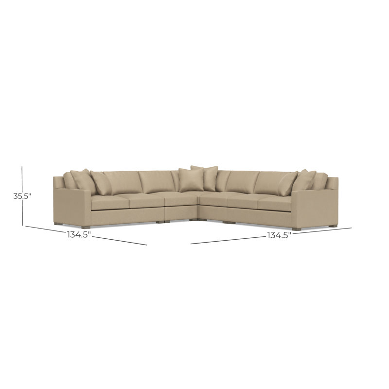 Bernhardt Kelsey 5-Piece Fabric Sectional, Beige Polyester
